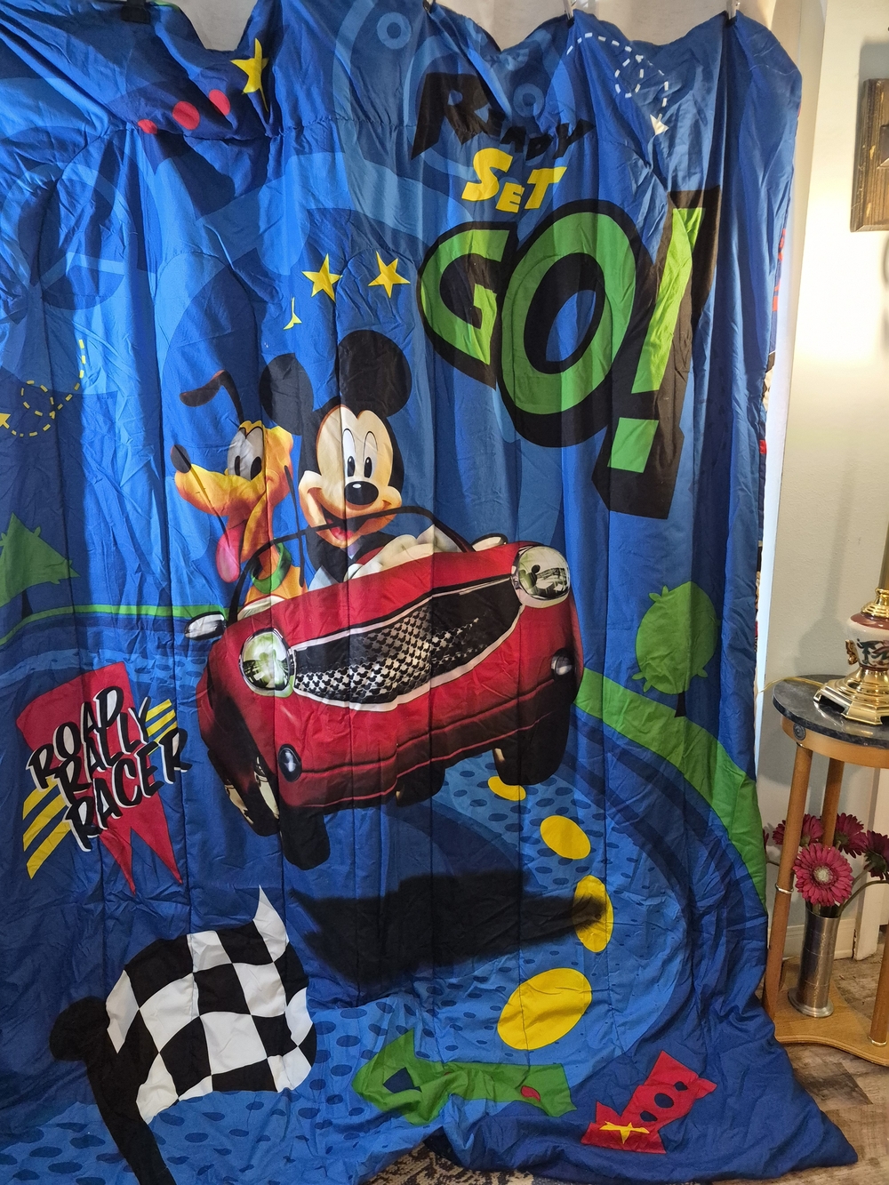 Disney Mickey Road Racer Blue & Red Kids Throw Blanket